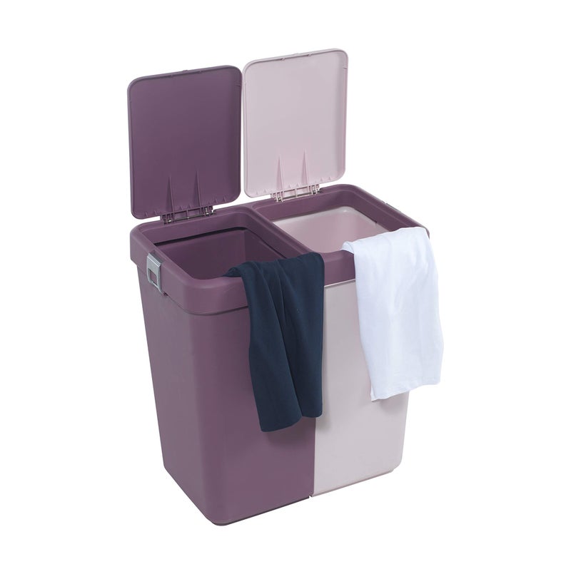 Mabel Home Plastic Laundry Basket with Lid, 2 Sections, Large Laundry Basket (Extra Trash Bin (1.6 Gallons) inc. Purple Pink) - Image 3
